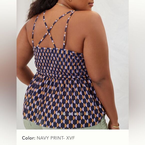 Women's Anthropologie Mesh, Strappy V-Neck Navy and Purple Camisole 3X - Picture 6 of 8